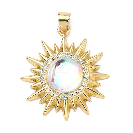 Brass Micro Pave Cubic Zirconia Pendants KK-P345-11G-1