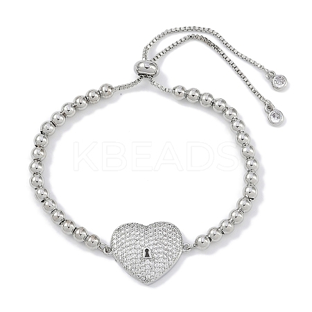 Rack Plating Brass Micro Pave Cubic Zirconia Silder Bracelets BJEW-P341-03P-1