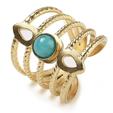 Natural Amazonite Finger Rings RJEW-U027-08G-06-1