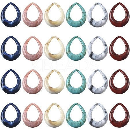 24Pcs 6 Colors Acrylic Big Pendants OACR-FS0002-65-1