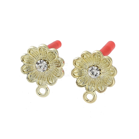 Rack Plating Golden Alloy with Rhinestone Stud Earring Findings EJEW-B036-02G-15-1