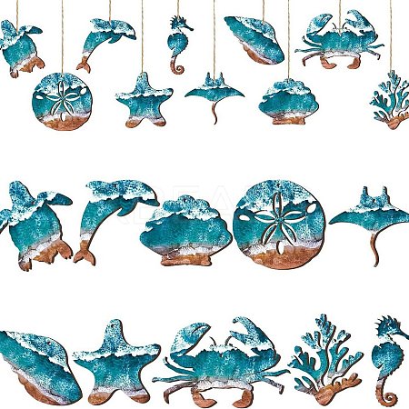 Ocean Theme Wooden Sea Animal Pendant Decorations PW-WG532B8-01-1