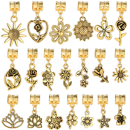 40Pcs 20 Styles Alloy European Dangle Charms PALLOY-BM00018-1
