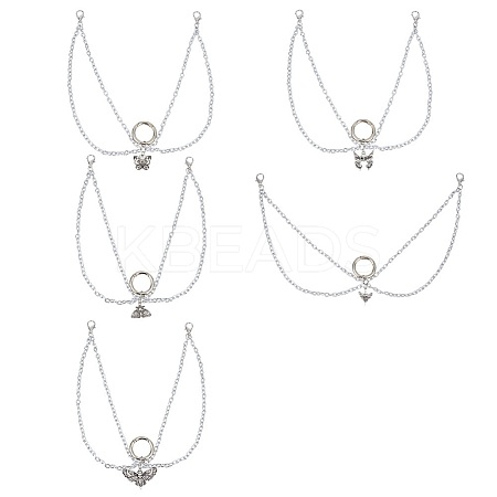 10Pcs 5 Style Butterfly with Skull Tibetan Style Alloy Boot Strap Chains FIND-AB00059-1