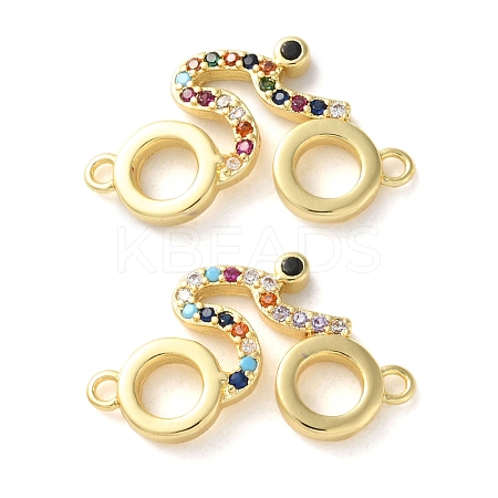 Rack Plating Brass Colorful Cubic Zirconia Bicycle Connector Charms KK-C084-17G-1