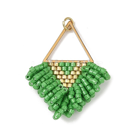304 Stainless Steel & Glass Seed Beads Fringe Pendants PALLOY-MZ01427-02-1