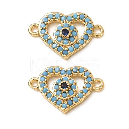 Brass Micro Pave Synthetic Turquoise Connector Charms GG-CBAE681-22G-1