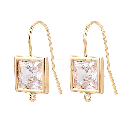 Brass Micro Pave Clear Cubic Zirconia Earring Hooks LS-KK-N267-36G-1