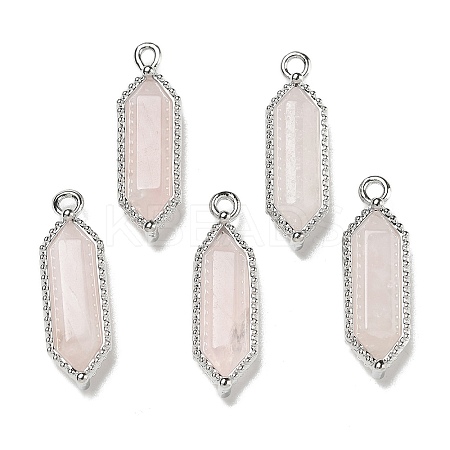 Natural Rose Quartz Faceted Double Terminal Pointed Pendants G-G181-05P-01-1