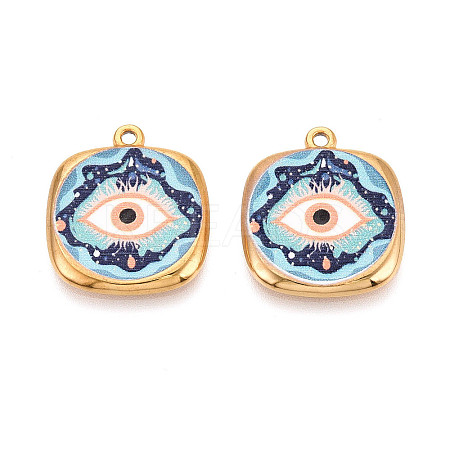 Printed 304 Stainless Steel Pendants STAS-OY002-17G-02-1