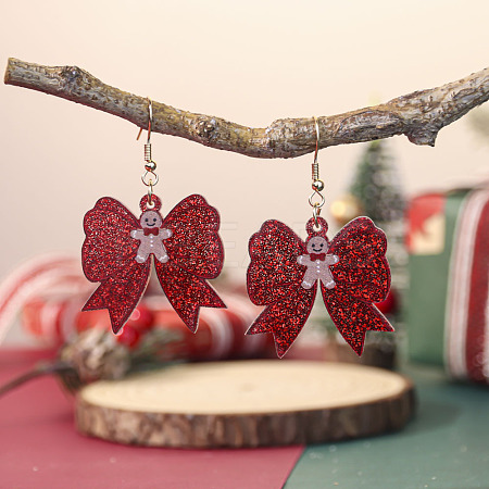 Christmas Theme Iron Acrylic Dangle Earrings FS-WGD1984-05-1