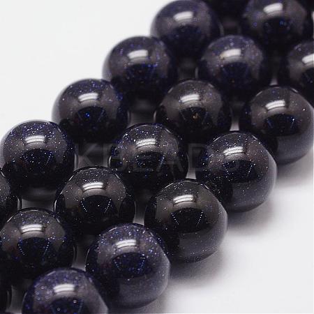 Synthetic Blue Goldstone Beads Strands G-N0178-03-12mm-1