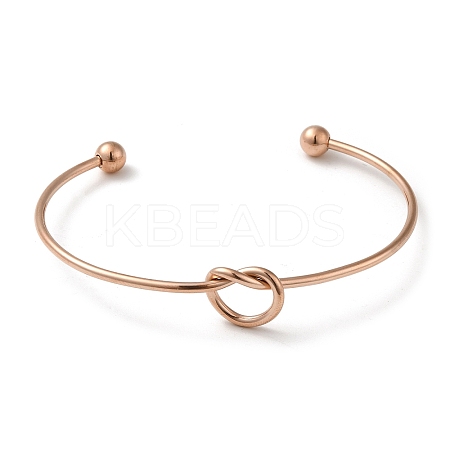 Ion Plating(IP) 304 Stainless Steel Knot Cuff Bangles for Women BJEW-M233-04RG-1