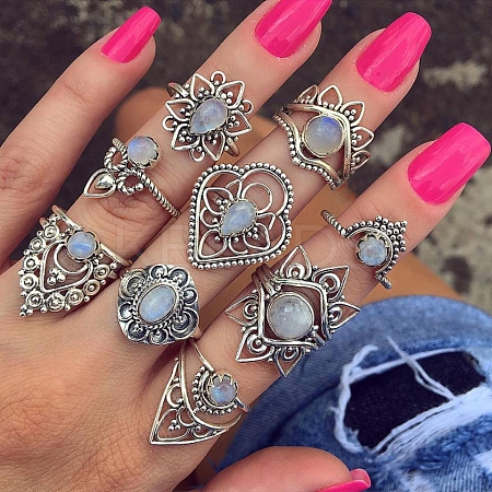 Natural Moonstone Finger Rings PW-WG82FD6-01-1