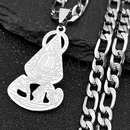 Virgin 201 Stainless Steel Pendant Necklaces for Men Women LS-NJEW-K283-18P-1