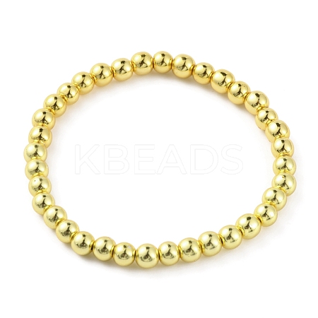 Synthetic Hematite Round Beaded Stretch Bracelet BJEW-TAC0005-02G-02-1