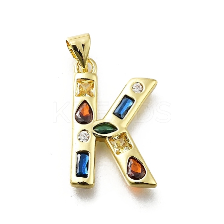 Brass Micro Pave Clear Cubic Zirconia Pendants KK-G521-01G-K-01-1