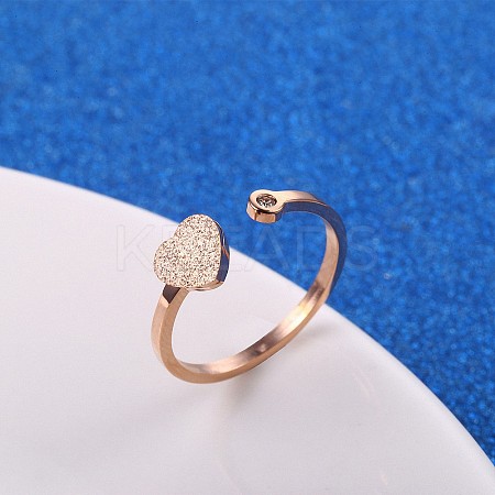 Stylish Adjustable 304 Stainless Steel Heart Cuff Rings for Women CD3807-13-1
