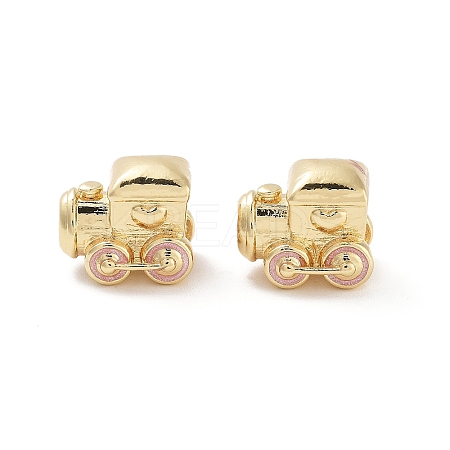 Train Rack Plating Brass Enamel Beads KK-G512-07B-G-1
