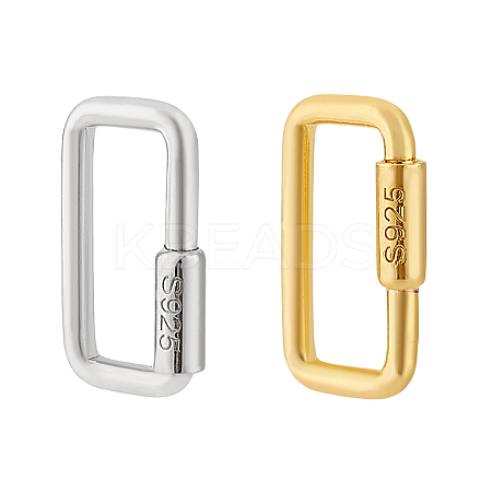 2Pcs 2 Colors 925 Sterling 2Pcs 2 Colors 925 Sterling Silver Locking Carabiner STER-GA0001-04B-1