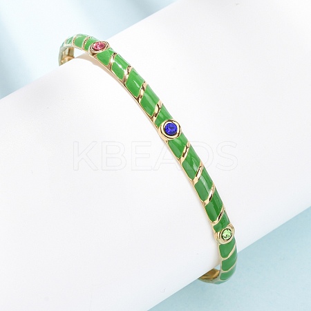 304 Stainless Steel Enamel Cuff Bangles for Women LS-BJEW-H637-02A-G-1