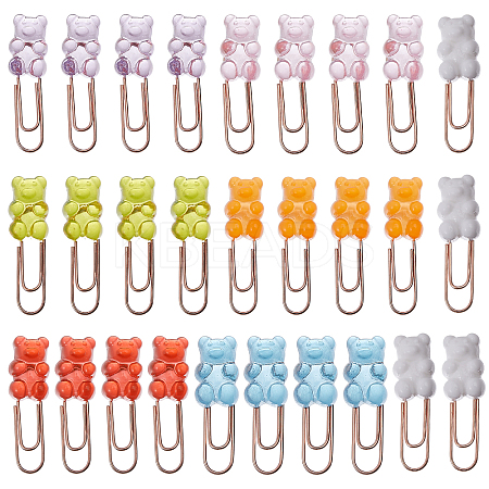 Globleland 28Pcs 7 Colors Plastic Bear Paper Clips AJEW-GL0001-89-1