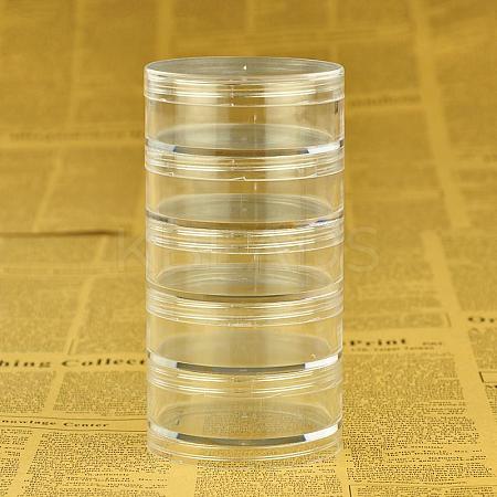 5 Layer Cylinder Stackable Plastic Bead Storage Containers CON-E012-1-1