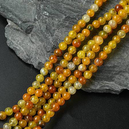 Dyed Natural Dragon Veins Agate Beads Strands G-C068-6mm-15-1