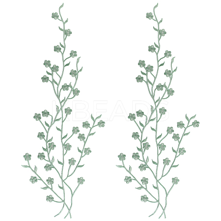 Polyester Flower Embroider Thread Iron on/Sew On Patches PATC-WH20017-19G-1