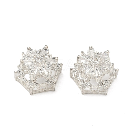 Brass Clear Cubic Zirconia Beads KK-D228-21S-1