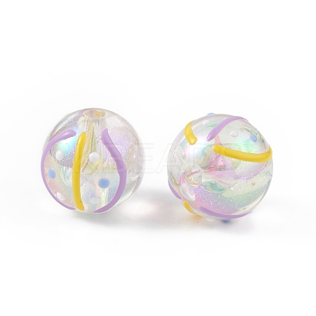 UV Plating Rainbow Iridescent Acrylic Enamel Beads LS-OACR-I003-15A-1