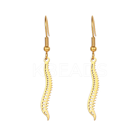 304 Stainless Steel Spine Dangle Earrings WC7930-2-1