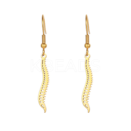 304 Stainless Steel Spine Dangle Earrings WC7930-2-1