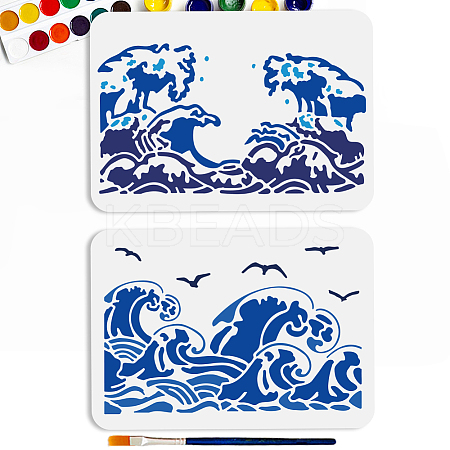 2Pcs PET Hollow Out Drawing Painting Stencils DIY-MA0005-56B-1