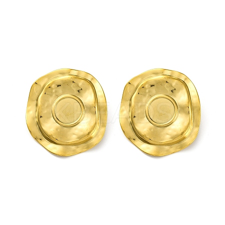 Ion Plating(IP) 304 Stainless Steel Flat Round Stud Earrings EJEW-K295-19G-1