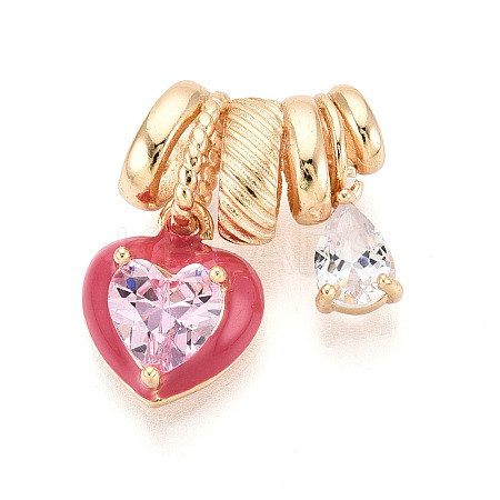 Brass Pave Cubic Zirconia Pendants KK-T072-41G-1
