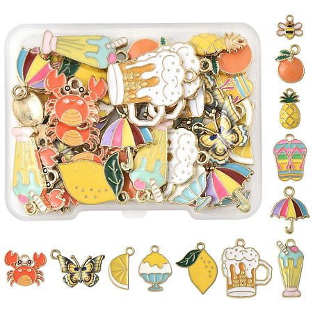 48Pcs 12 Styles Alloy Enamel Pendants ENAM-FS0003-51-1
