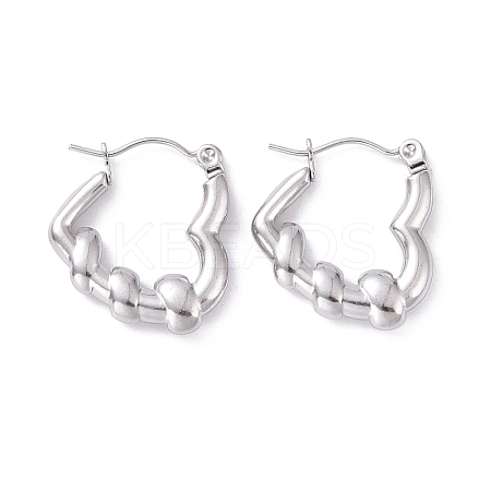 Non-Tarnish 304 Stainless Steel Heart Hoop Earrings for Women EJEW-G293-20P-1