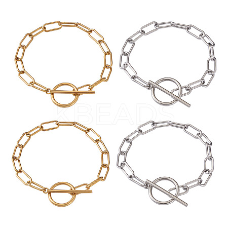 304 Stainless Steel Paperclip Chain Bracelets BJEW-TA0003-04-1