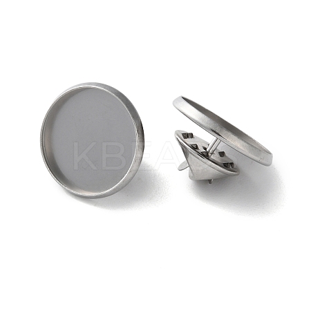 304 Stainless Steel Flat Round Brooch Brooch Base Settings LS-STAS-S172-10A-P-1