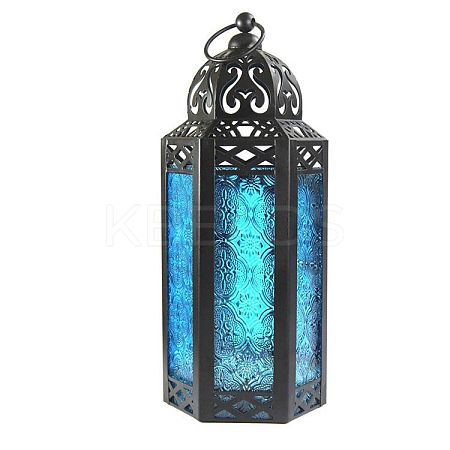 Retro Electrophoresis Black Plated Iron Ramadan Candle Lantern RAMA-PW0001-24C-1