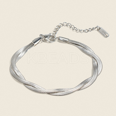 304 Stainless Steel 2-Strand Twisted Flat Snake Chain Bracelets MC1160-1