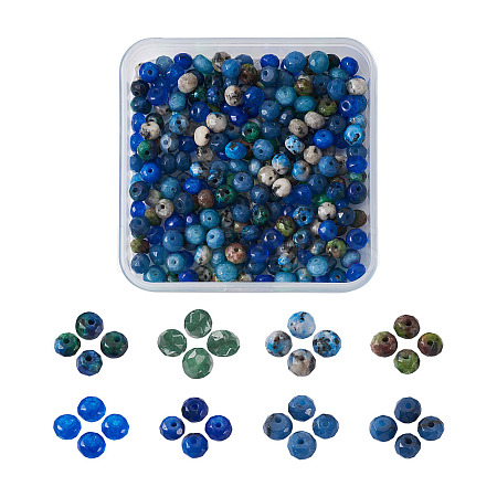 240Pcs 8 Colors Dyed Natural Sesame Jasper/Kiwi Jasper Rondelle Beads G-CD0001-11-1