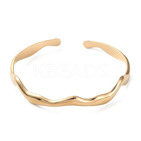 304 Stainless Steel Twist Wave Cuff Bangles LS-BJEW-F457-20G-1