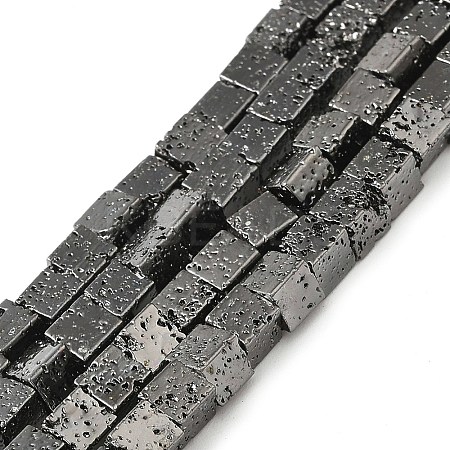 Electroplated Natural Lava Rock Beads Strands G-L606-E02-01E-1