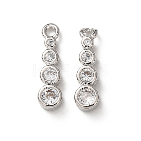 Brass Micro Pave Clear Cubic Zirconia Charms KK-C253-02A-P-1