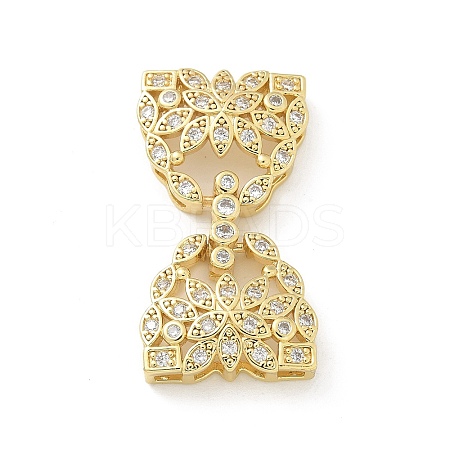 Brass Micro Pave Clear Cubic Zirconia Fold Over Clasps KK-Z083-04G-1