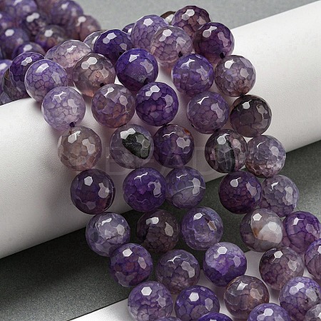 Faceted Natural Dragon Veins Agate Beads Strands X-G-F447-12mm-L04-1