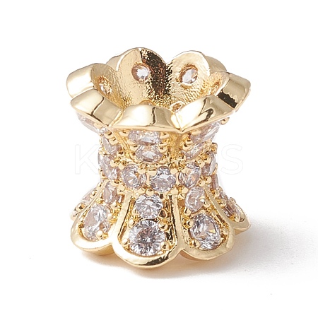 Eco-Friendly Rack Plating Brass Micro Pave Cubic Zirconia Double Sided Bead Caps KK-F835-25B-G-1