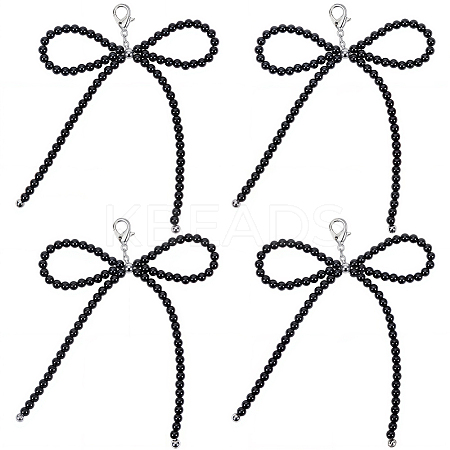 6Pcs Bowknot Dyed Glass Pearl  Pendant Decorations HJEW-SP0001-14-1